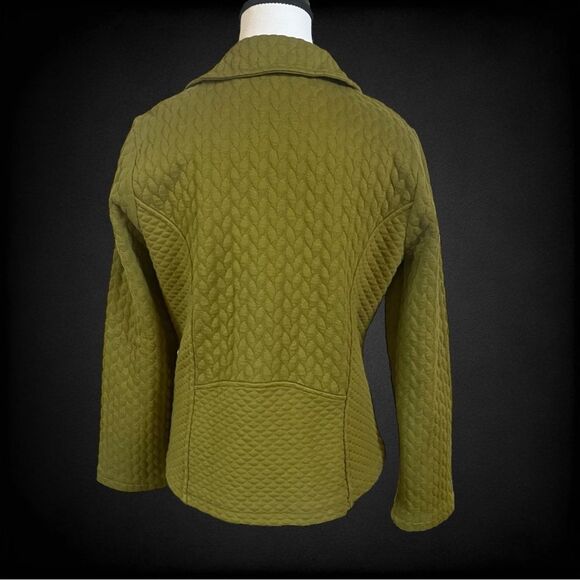 Isaac Mizrahi Mixed Quilted Knit Motorcycle Jacket Size Small - Picture 5 of 8